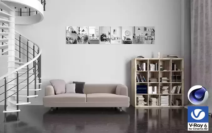 Living Room 13 - Vray6 - C4D