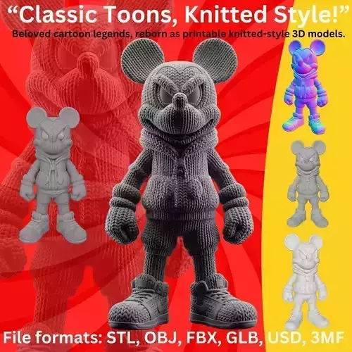 Knitted Texture Rebel Mickey Figurine