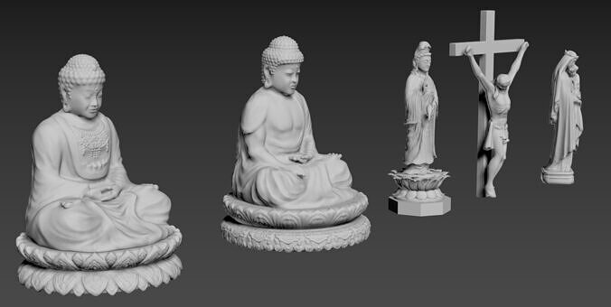 Sculpture Jesu Maria Buddha Free 3D model