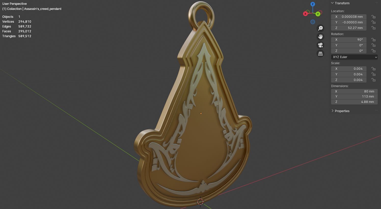 Assassins creed mirage pendant 3D model for 3D print 3D print model_19