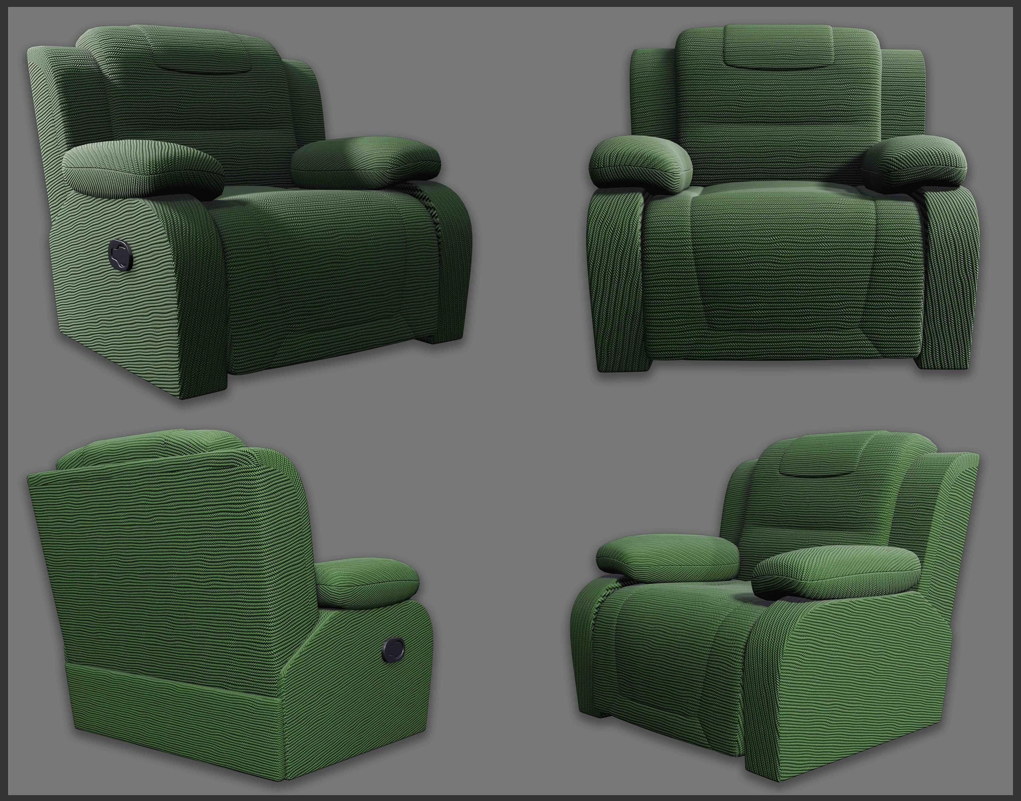 Recliner Low-poly 3D model_2