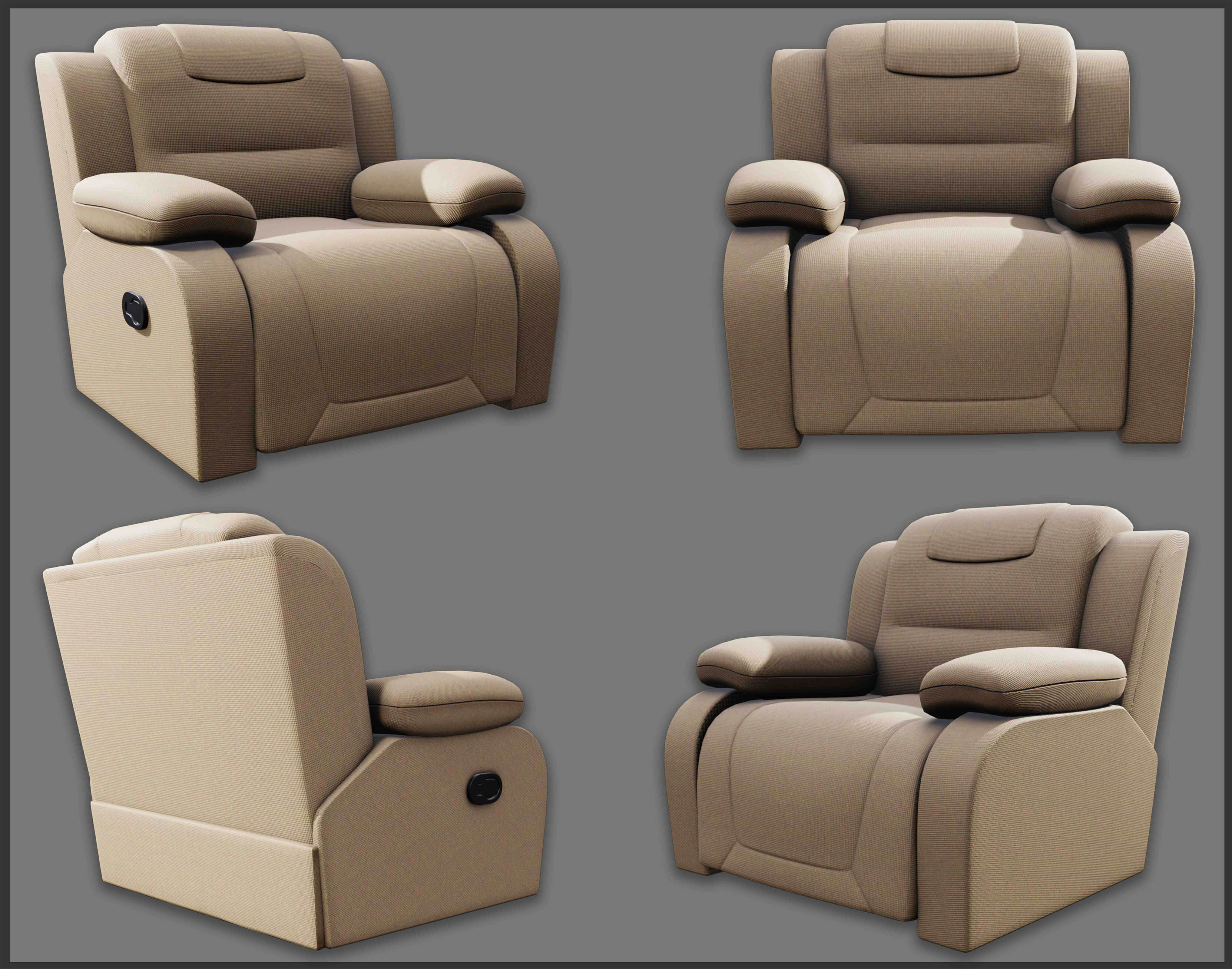 Recliner Low-poly 3D model_1