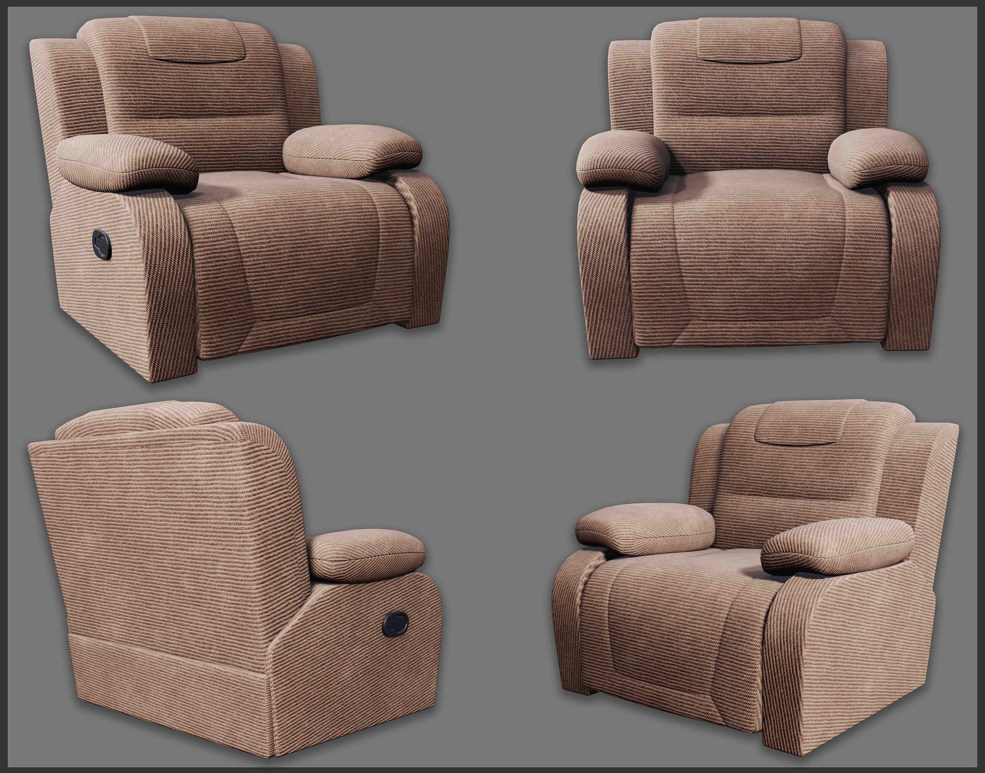 Recliner Low-poly 3D model_3