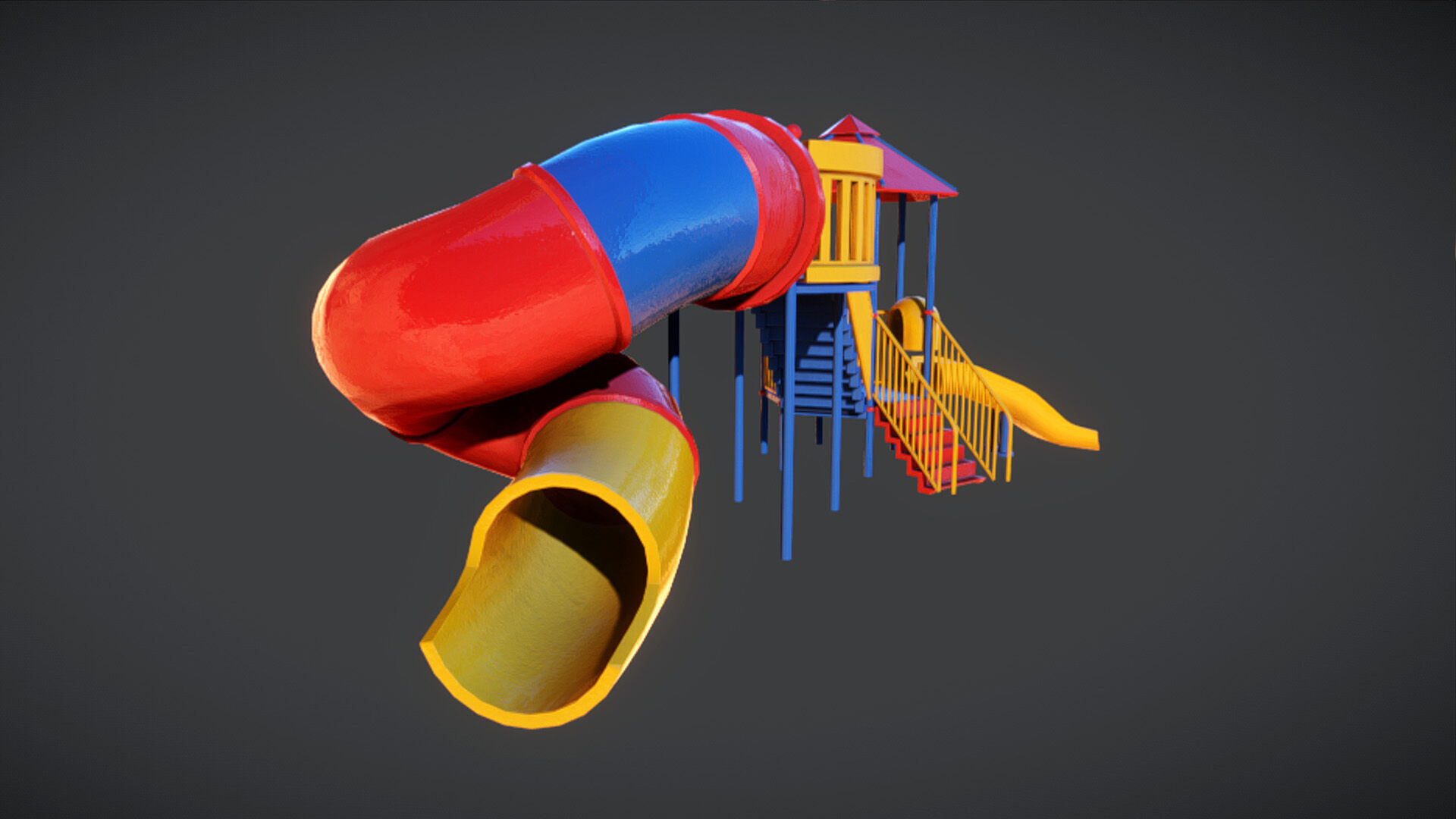 Playground Slide 3D model Low-poly 3D model_1