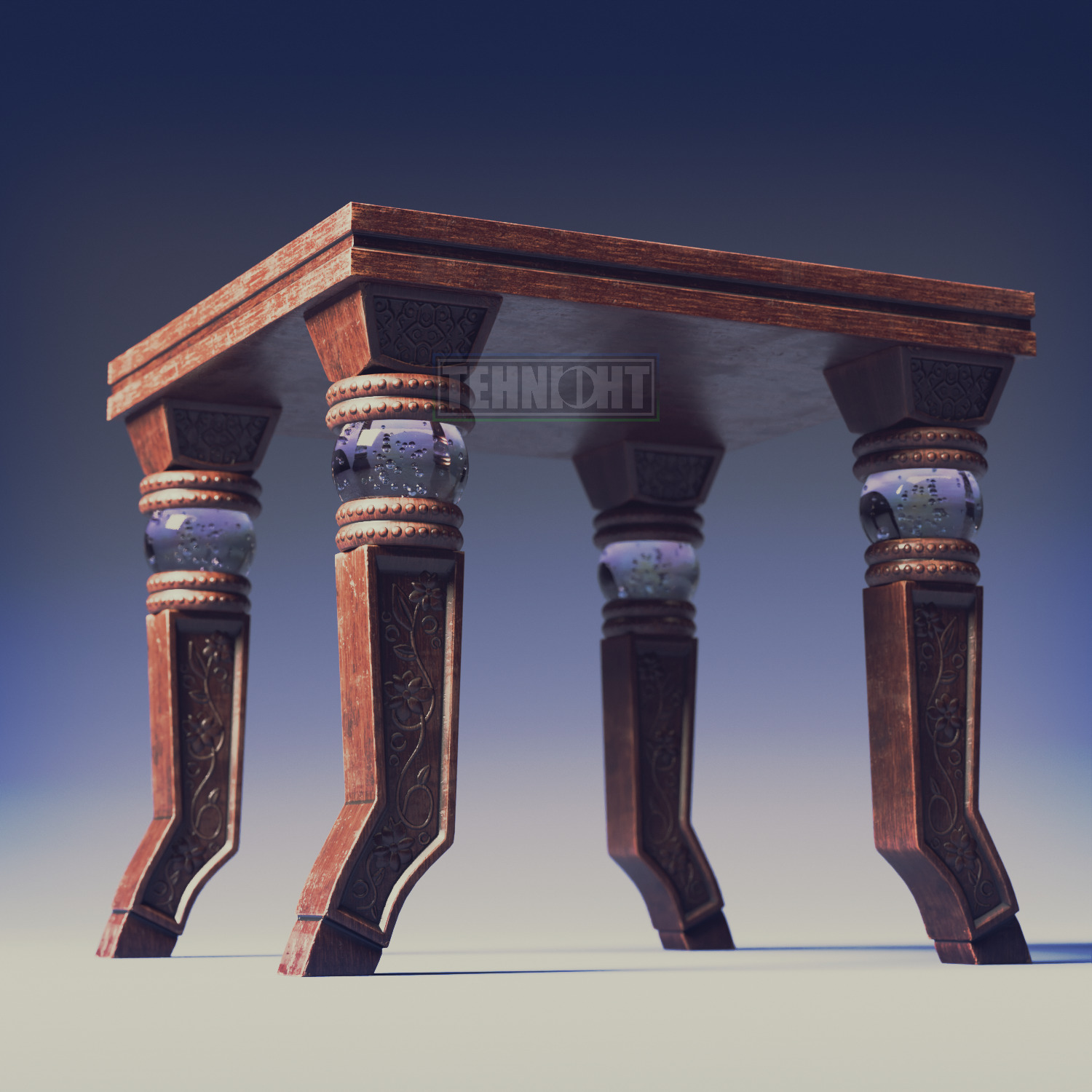 Ornamented Table With Acrylic Spheres 3D model_1