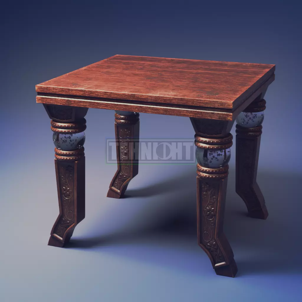 Ornamented Table With Acrylic Spheres 3D model_0