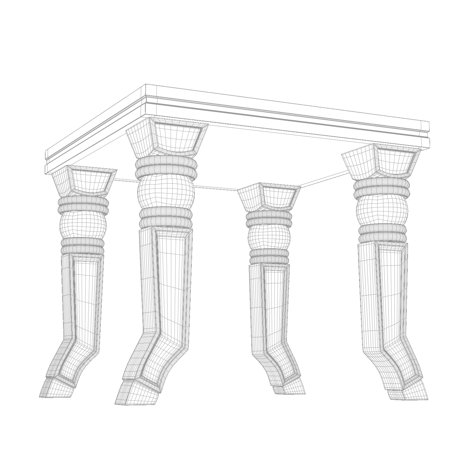 Ornamented Table With Acrylic Spheres 3D model_4