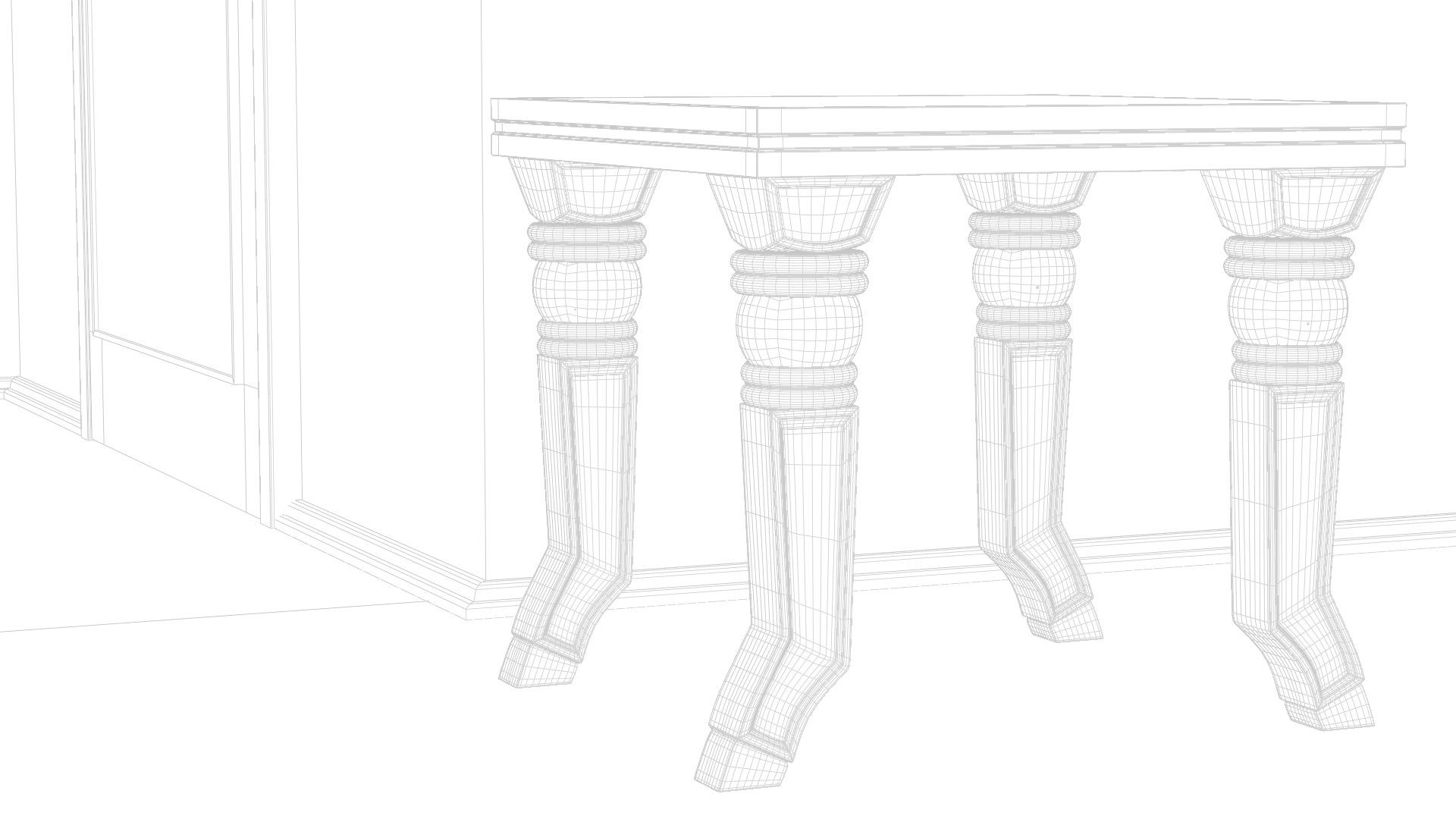 Ornamented Table With Acrylic Spheres 3D model_5