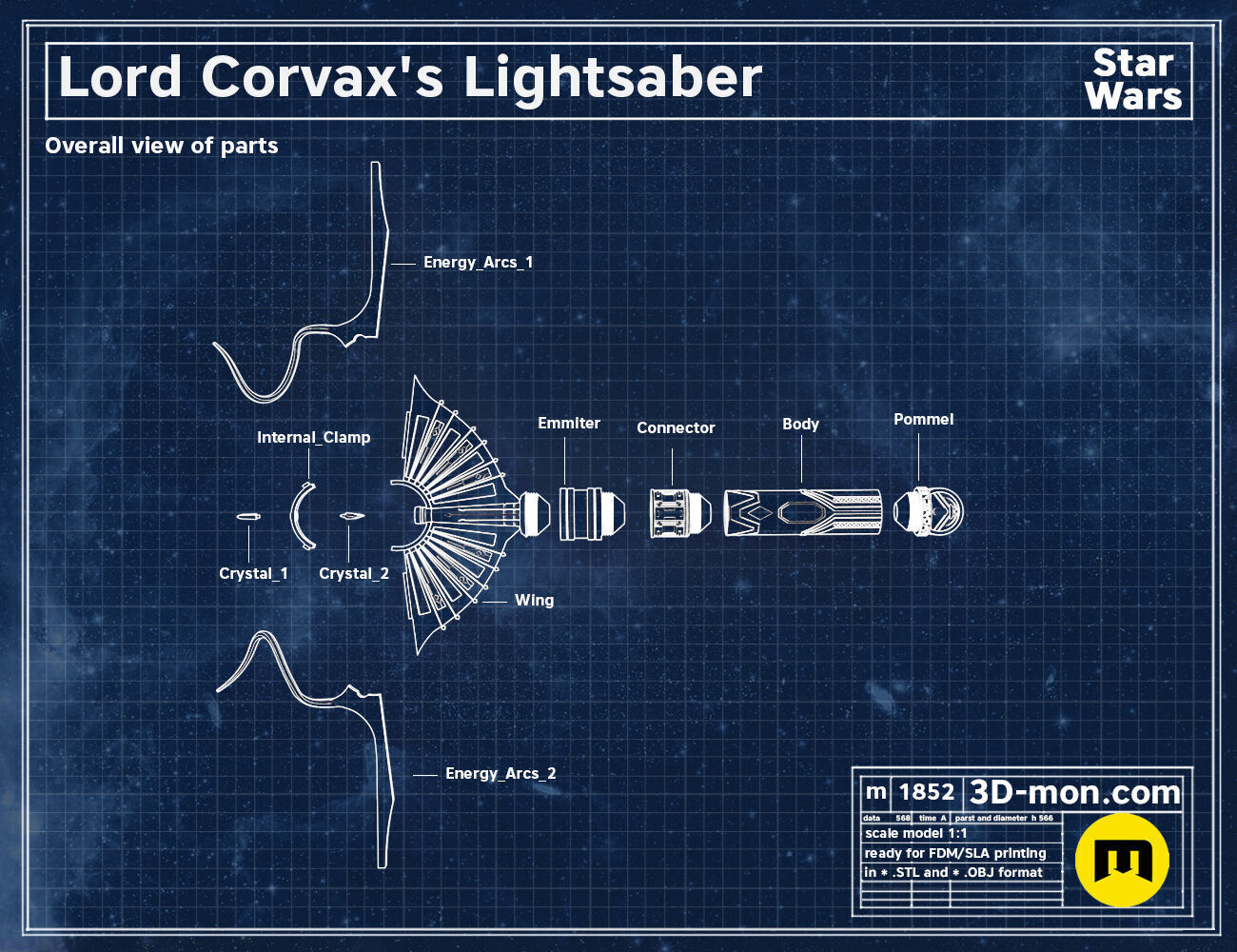 Lord Corvax lightsaber 3D print model_1