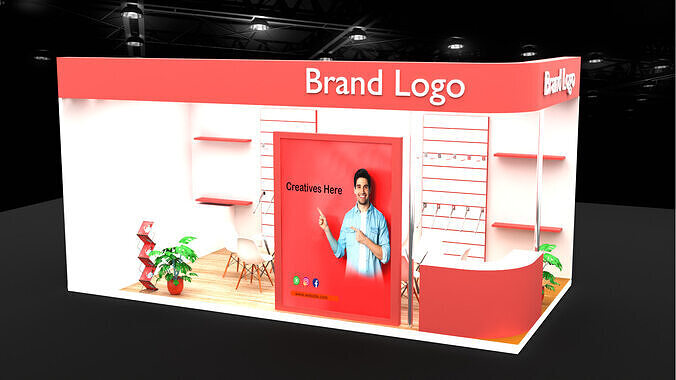2 Side Open Modern Exhibition Stall Design for Brand Showcases 3D model