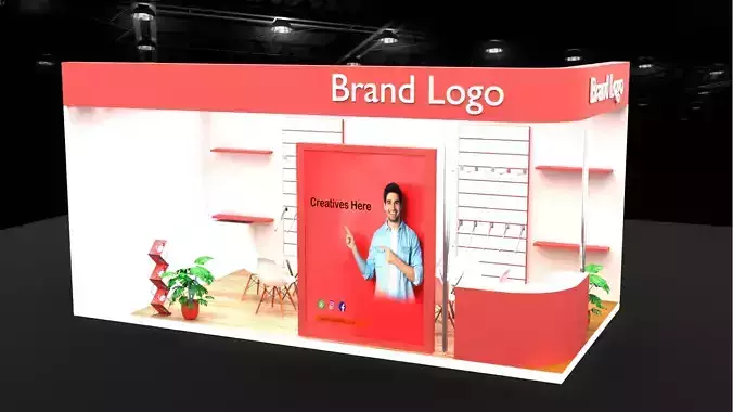 2 Side Open Modern Exhibition Stall Design for Brand Showcases 3D model