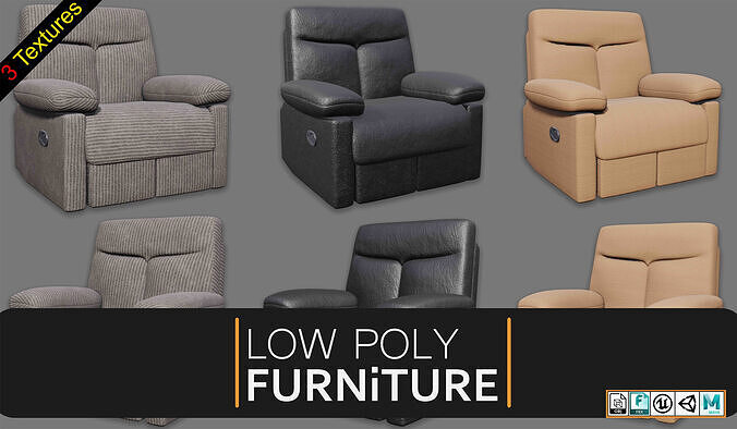 Recliners Low-poly 3D model