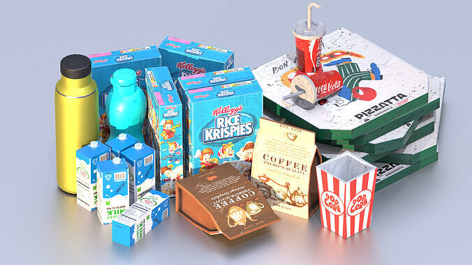 Snacks pack Low-poly 3D model