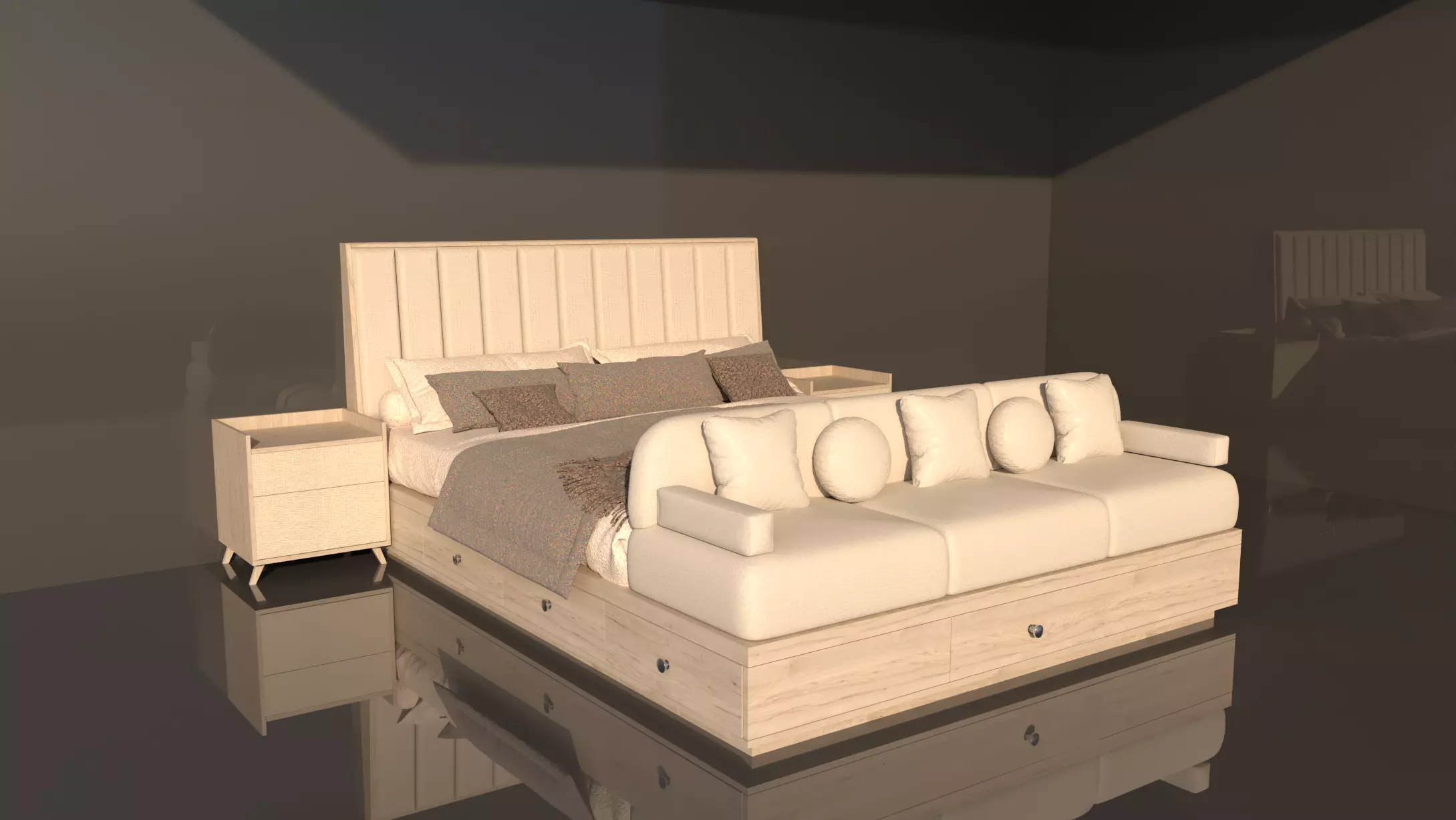 LuxeMorph Grand Bed -Luxury Transformable Bed with Sofa -Storage 3D model_0