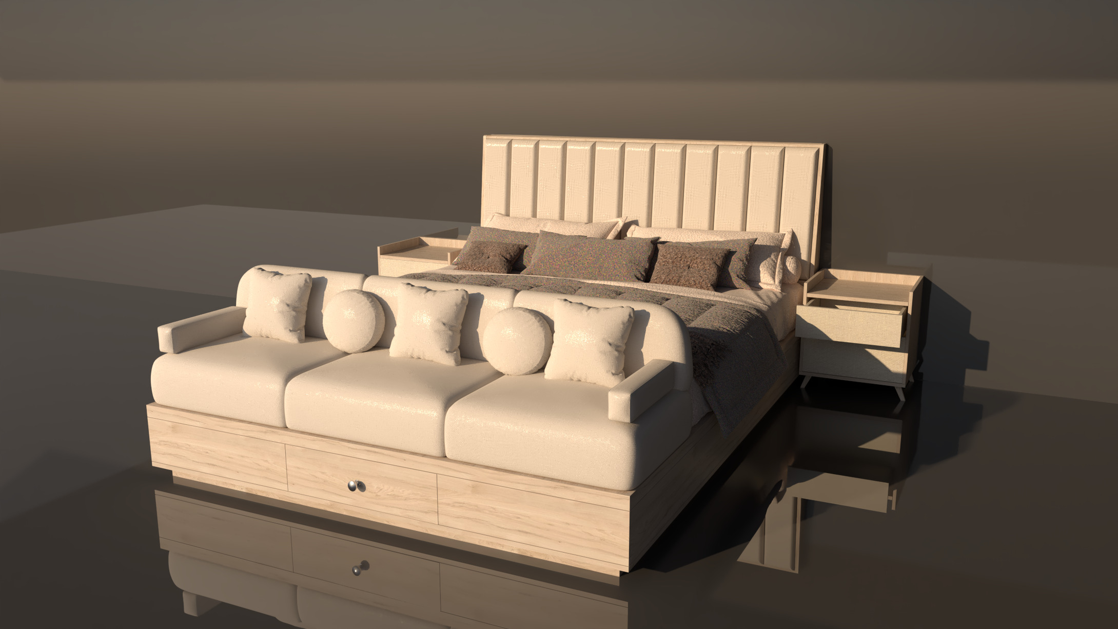 LuxeMorph Grand Bed -Luxury Transformable Bed with Sofa -Storage 3D model_5
