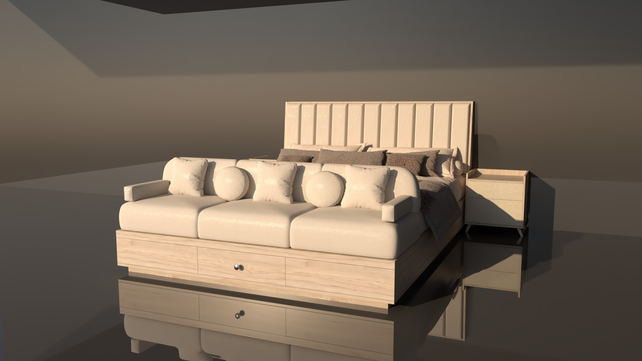 LuxeMorph Grand Bed -Luxury Transformable Bed with Sofa -Storage 3D model_3