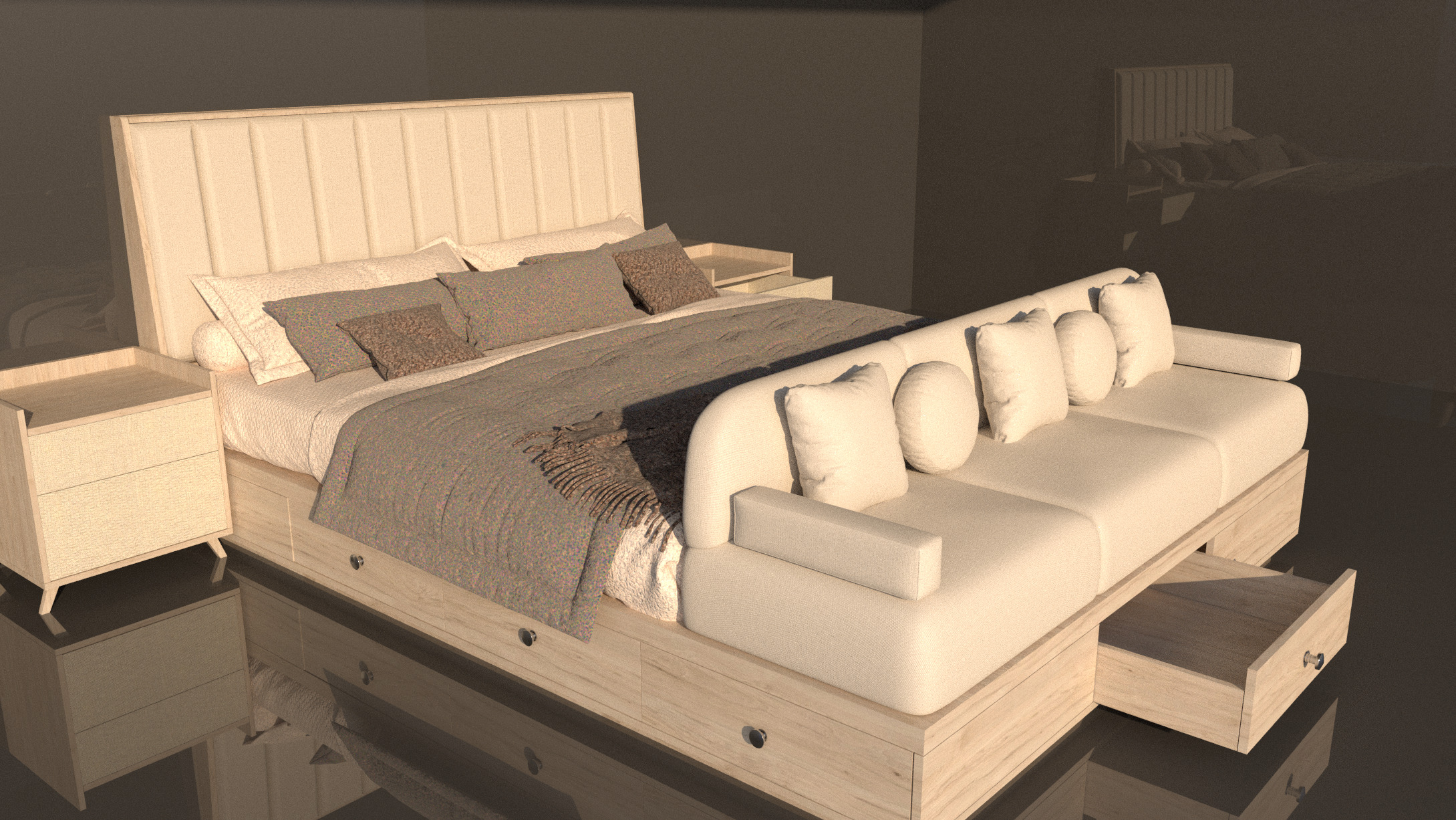 LuxeMorph Grand Bed -Luxury Transformable Bed with Sofa -Storage 3D model_6