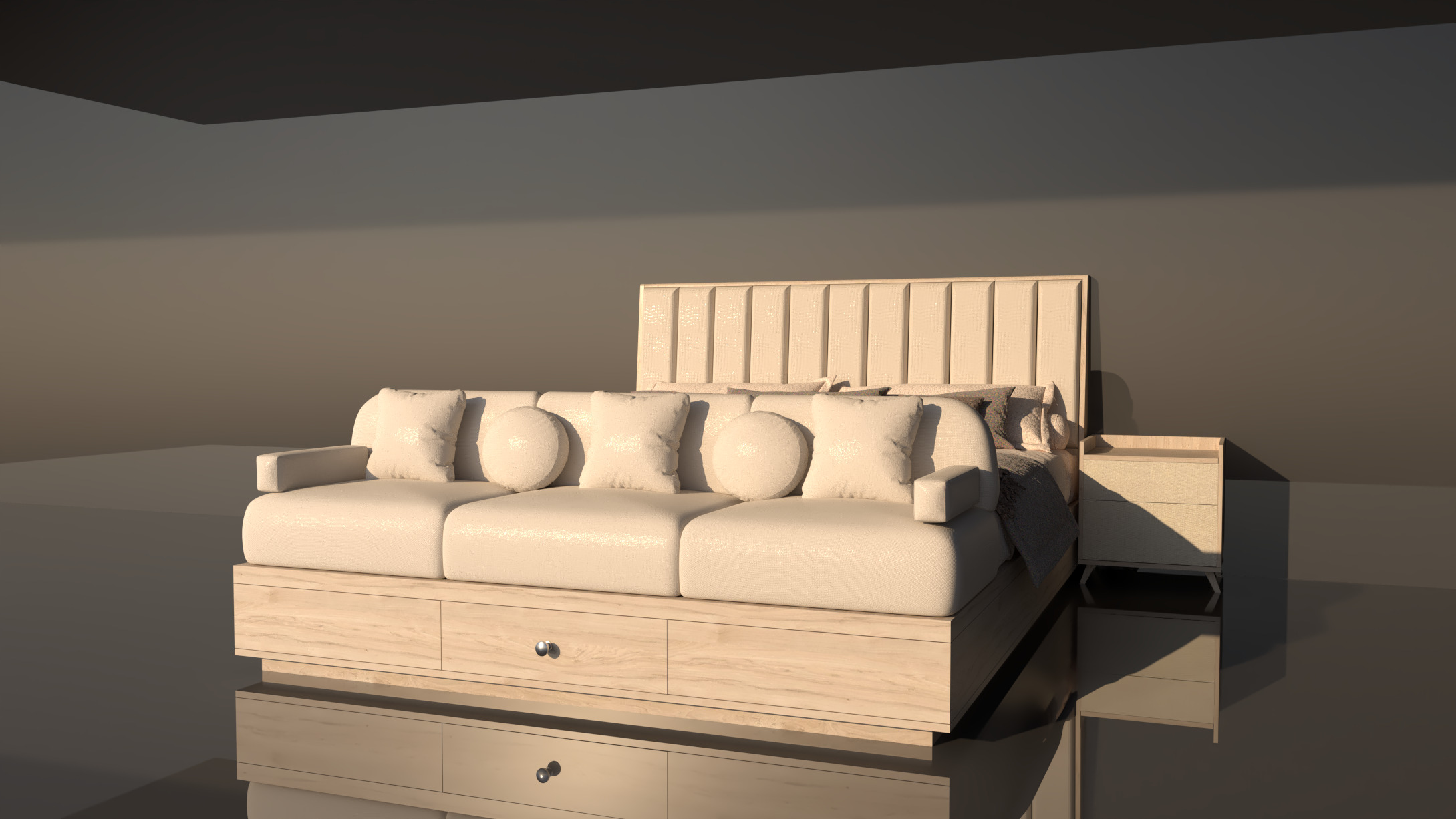 LuxeMorph Grand Bed -Luxury Transformable Bed with Sofa -Storage 3D model_4