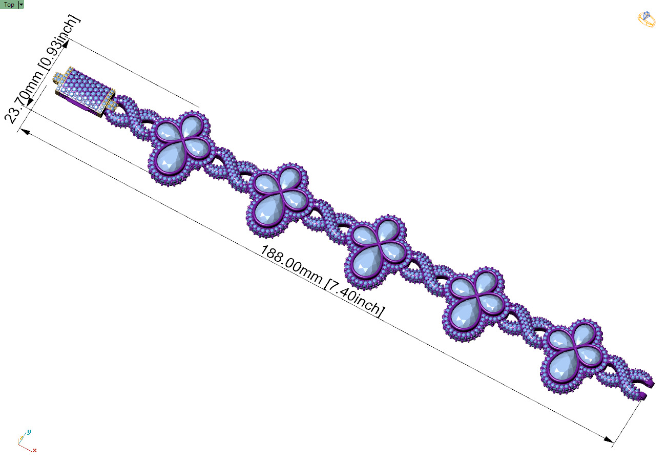 Custom Pear Cross with Infinite Cross Bracelets - Pear Bracelet 3D print model_4