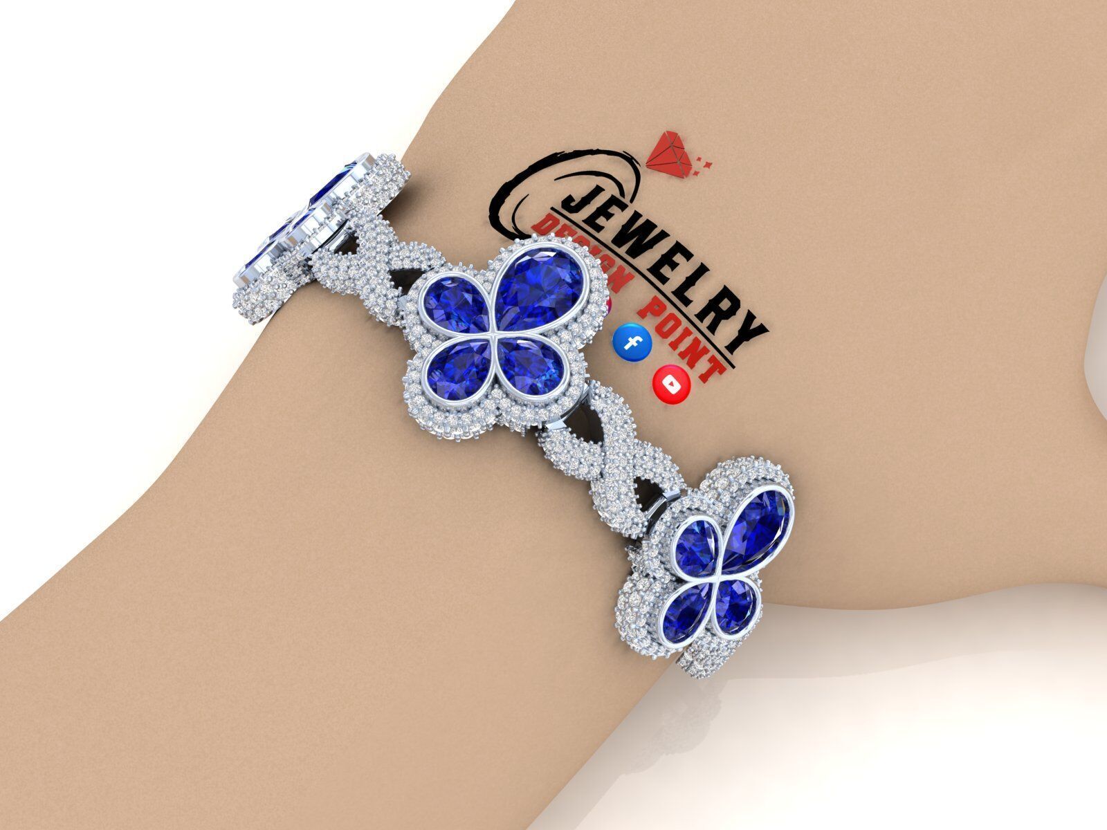 Custom Pear Cross with Infinite Cross Bracelets - Pear Bracelet 3D print model_3