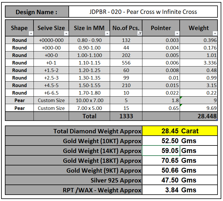 Custom Pear Cross with Infinite Cross Bracelets - Pear Bracelet 3D print model_21