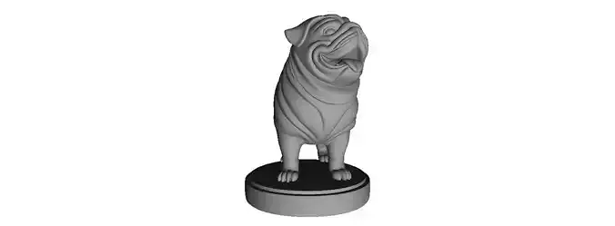 596  Laughing Pug   Ivory Style  3D Printed Statue