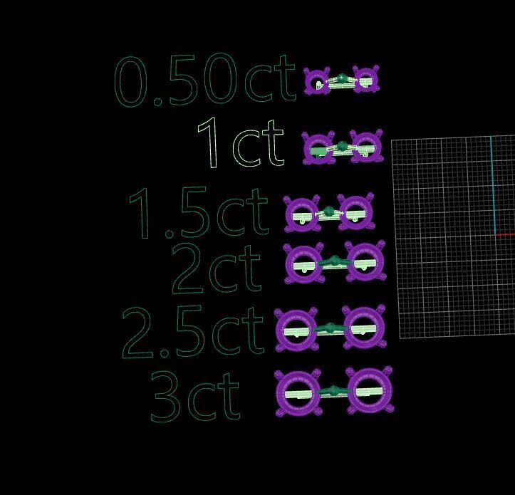 Classic Studs Earring Collection up to 3ct 3D print model_1