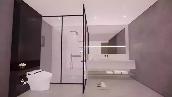 bathroom showcases a modern design