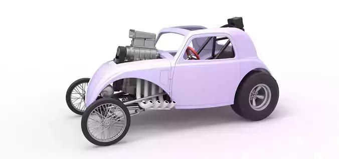 Front engine old school dragster with shell V10 Scale 1 to 25 3D print model