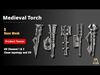 5 Medieval Torch  Base Mesh Low-poly 3D model_1
