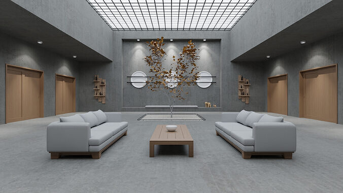 Living Room 02 - Baked Low-poly 3D model