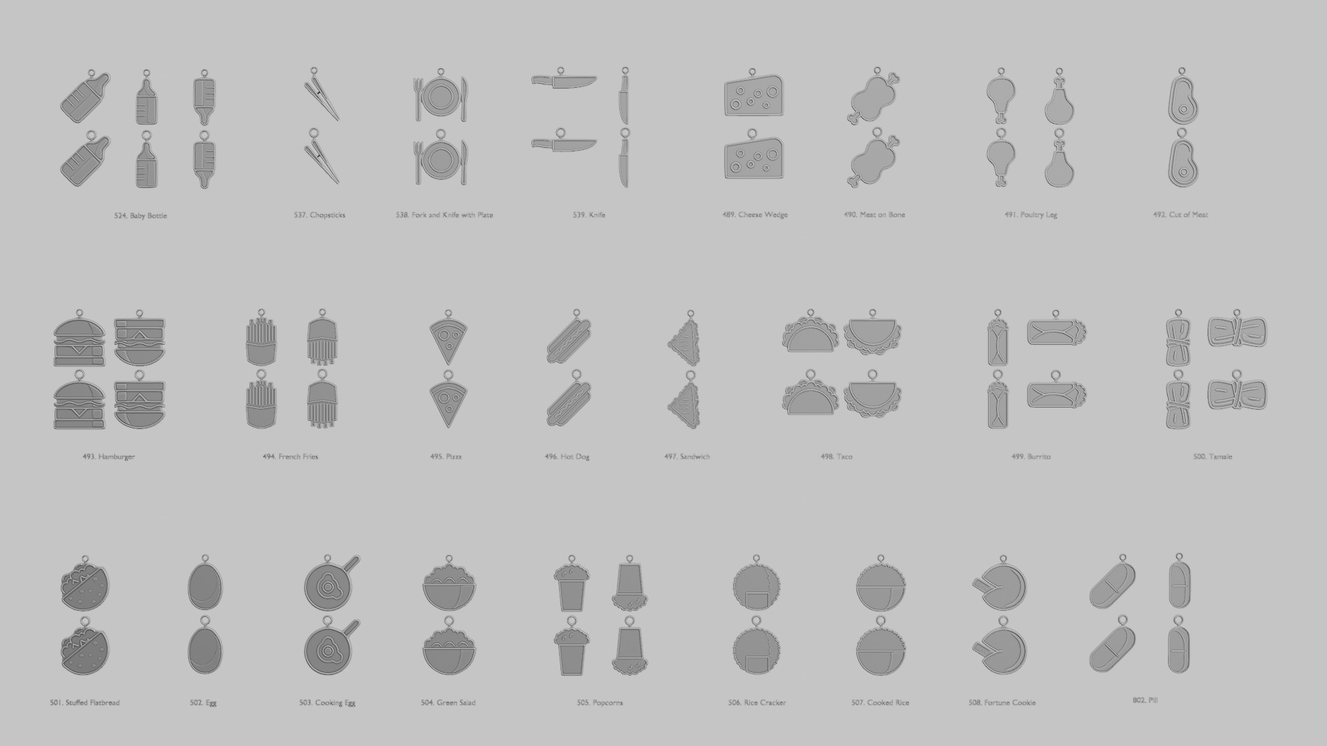 Food and Drinks Pendants Megapack 3D print model_2