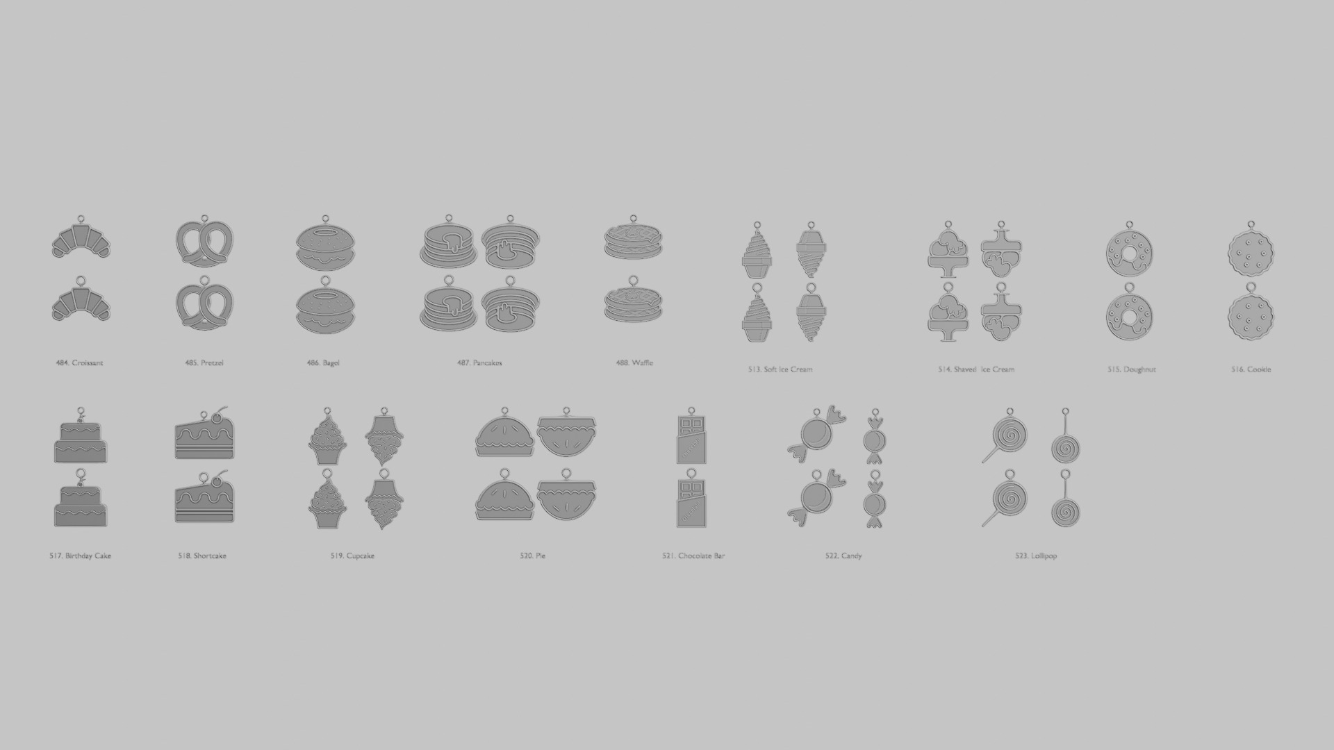 Food and Drinks Pendants Megapack 3D print model_4