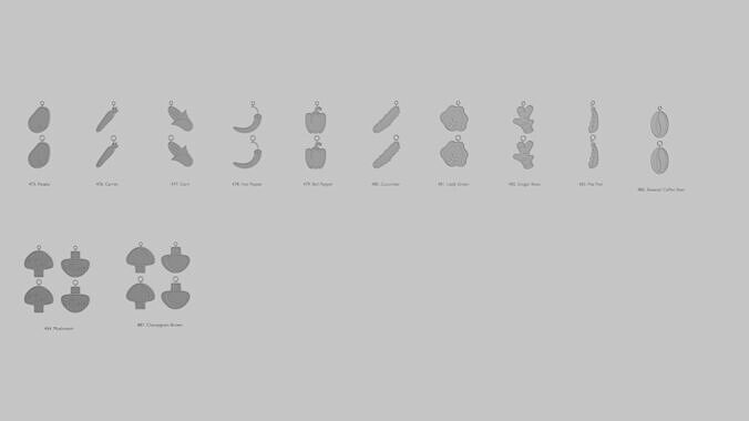 Food and Drinks Pendants Megapack 3D print model 3