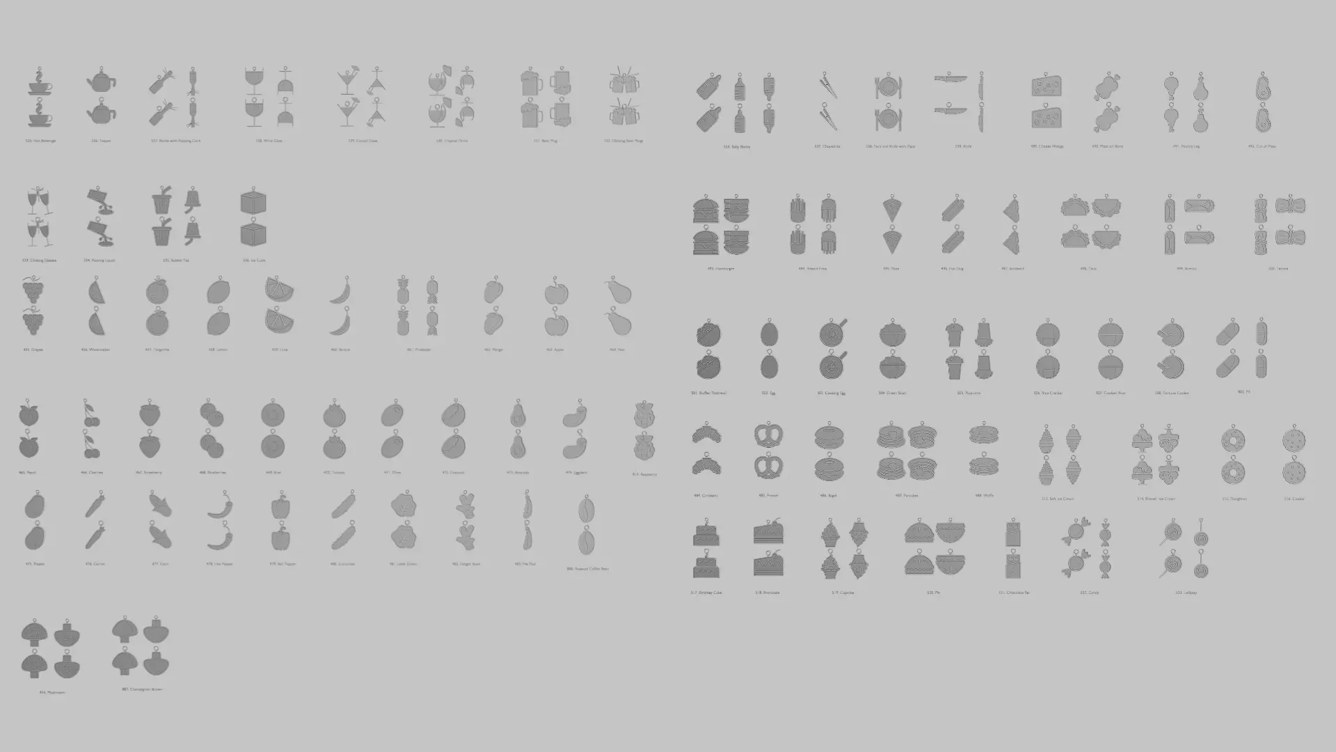 Food and Drinks Pendants Megapack 3D print model_0