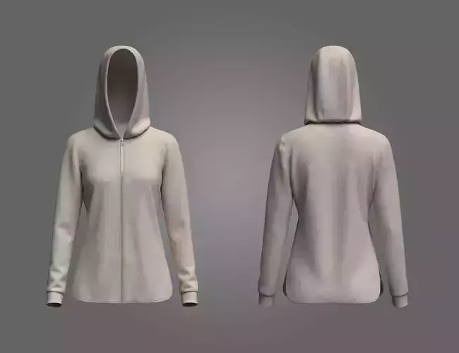Female Althletic Zip Hoodie 3D model
