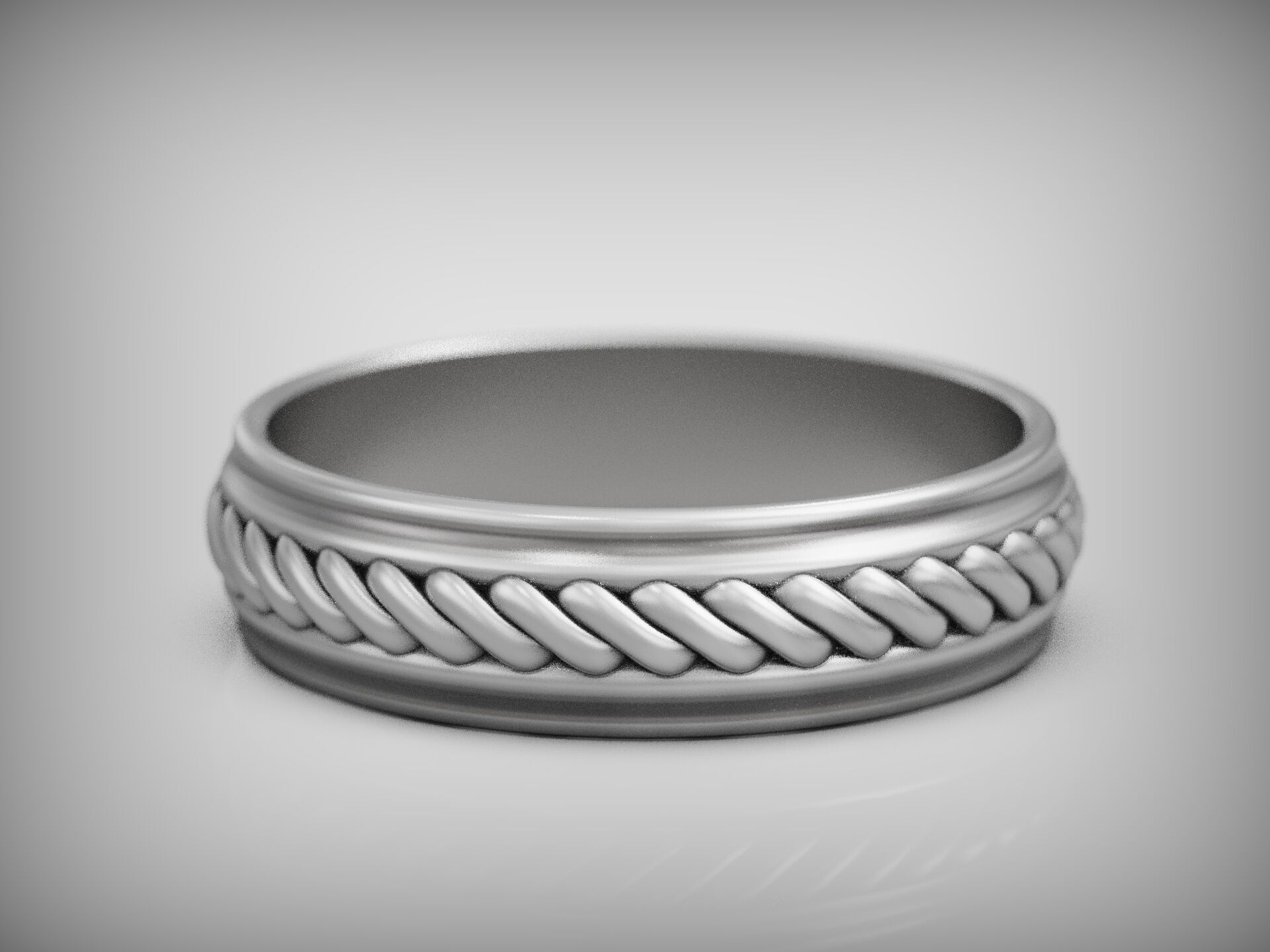 Wedding band ring rope pattern 3D print model_7