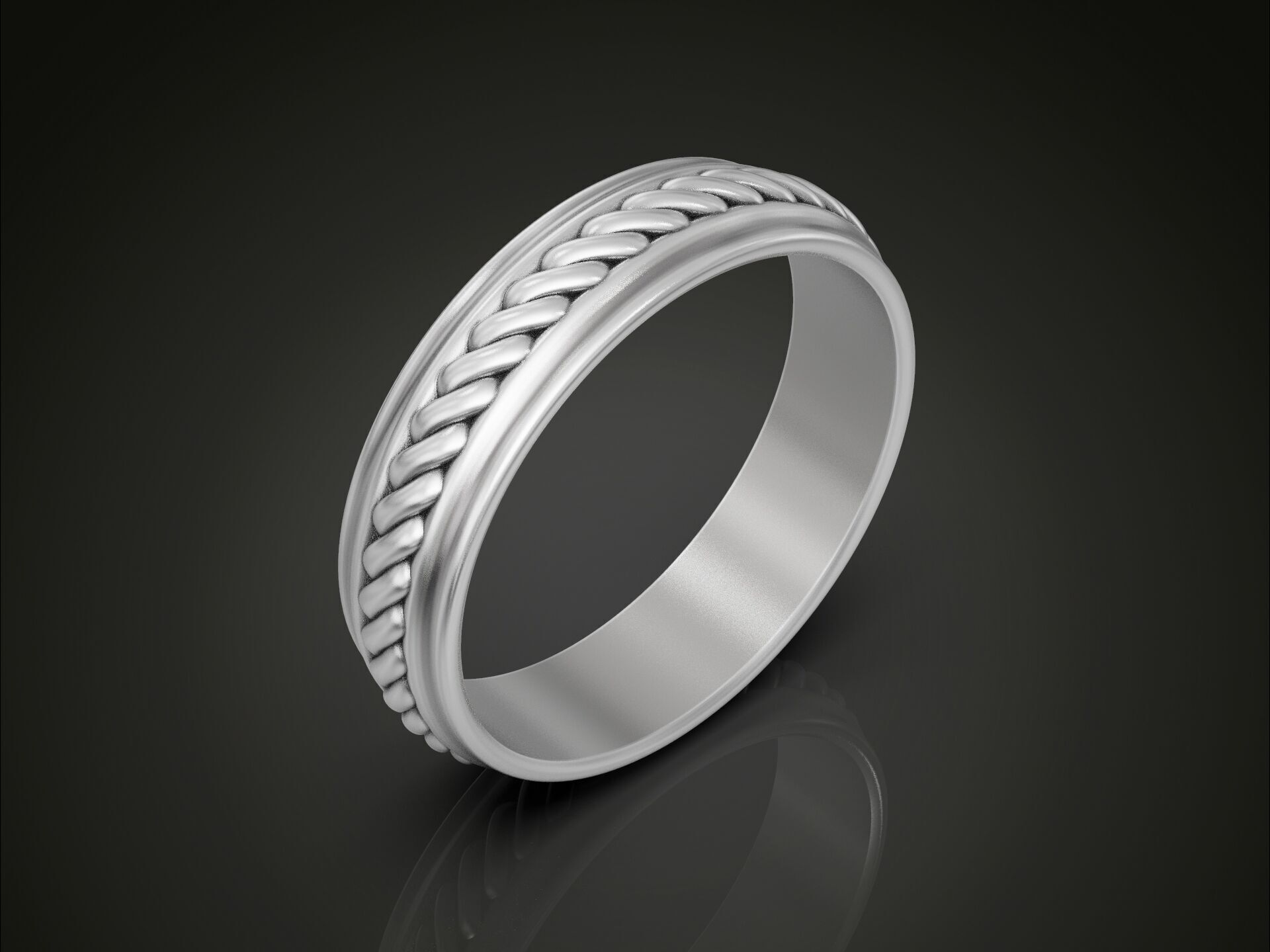 Wedding band ring rope pattern 3D print model_15