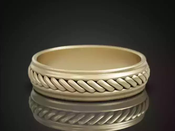 Wedding band ring rope pattern 3D print model