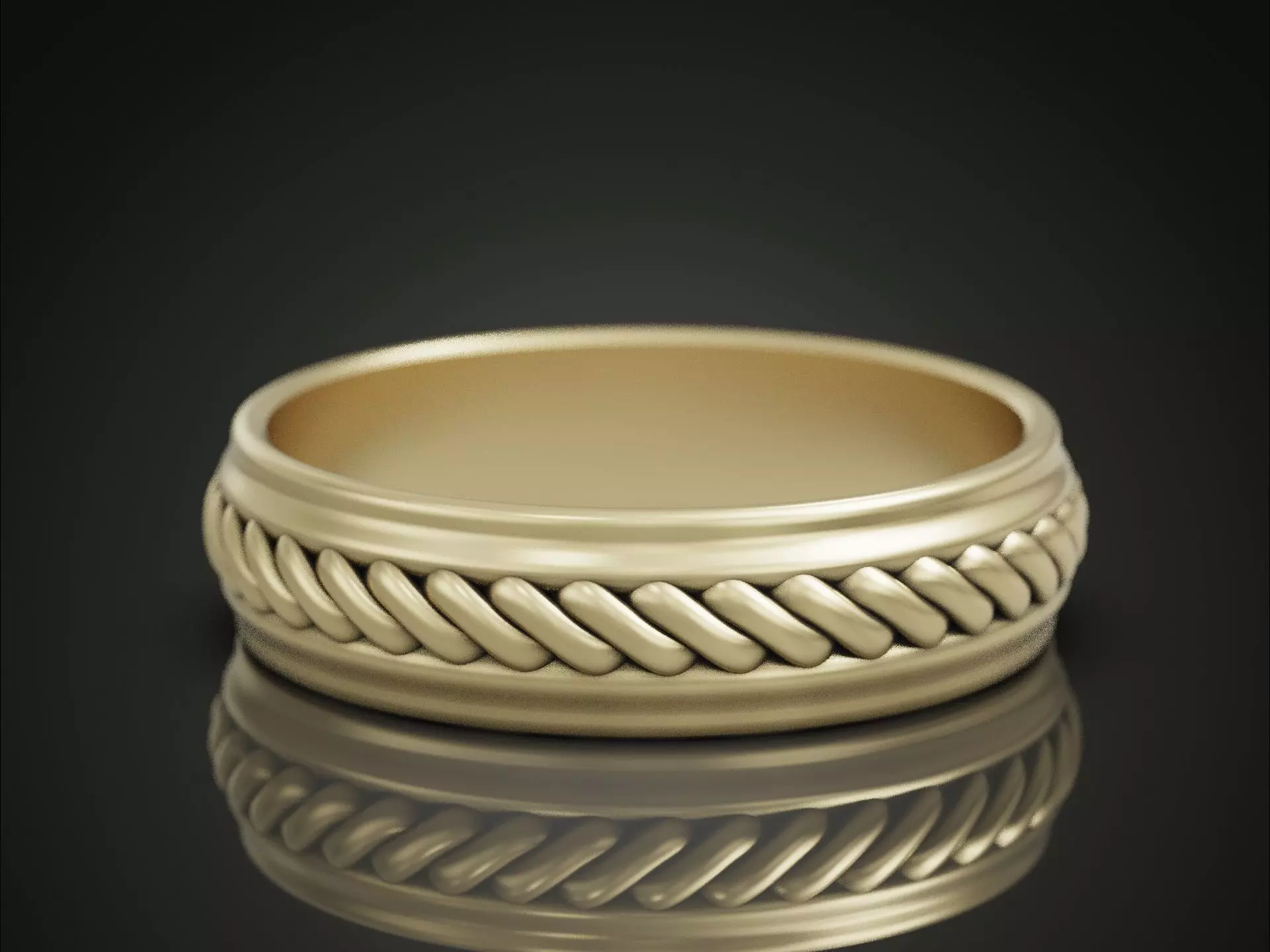 Wedding band ring rope pattern 3D print model_0