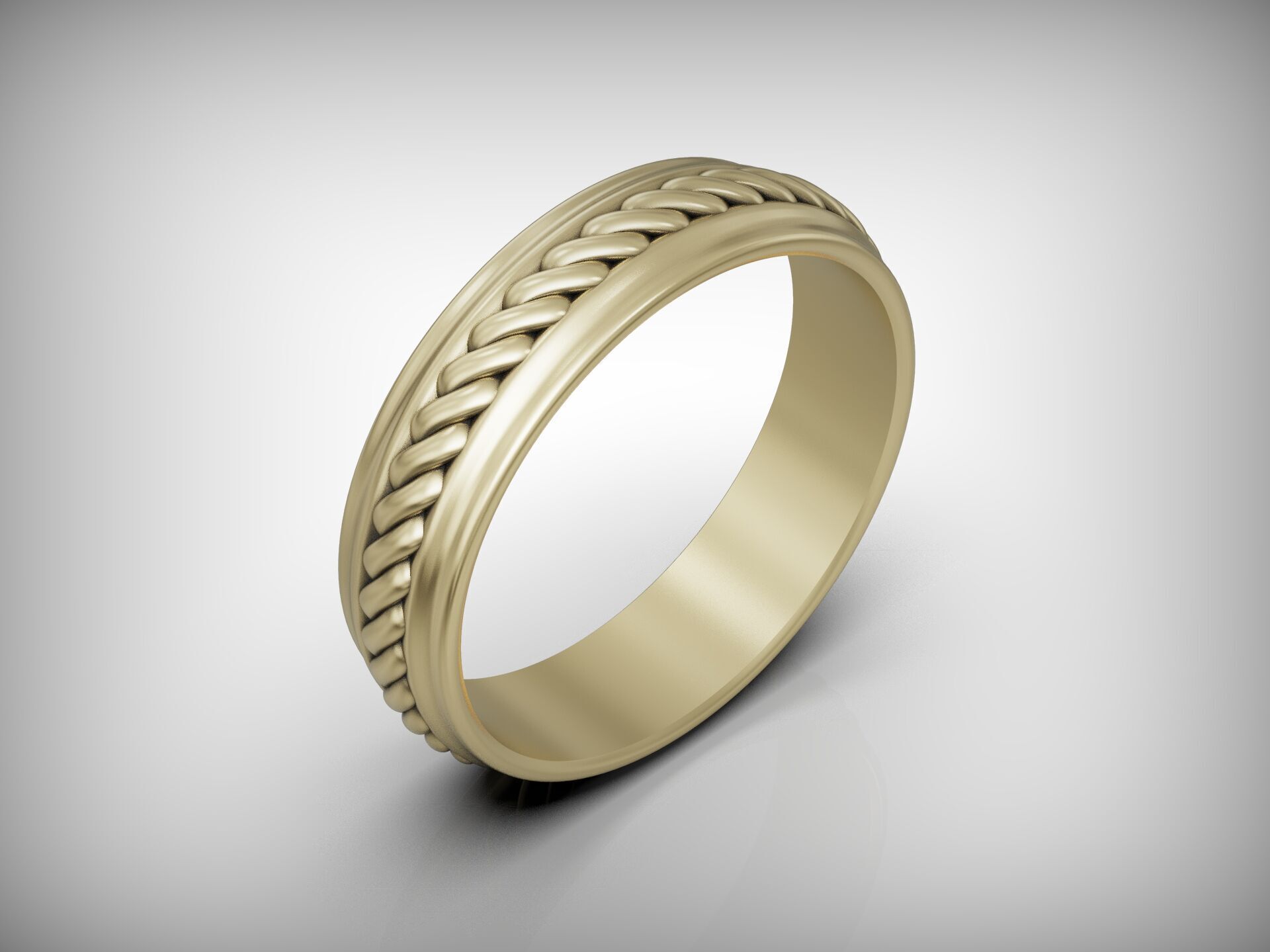 Wedding band ring rope pattern 3D print model_4