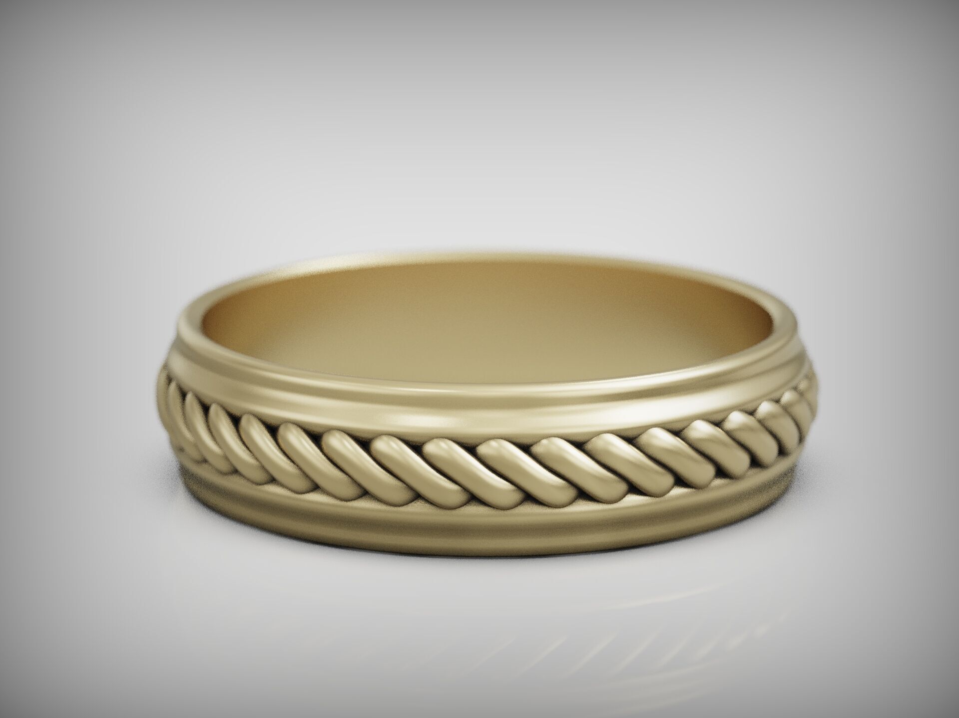 Wedding band ring rope pattern 3D print model_6