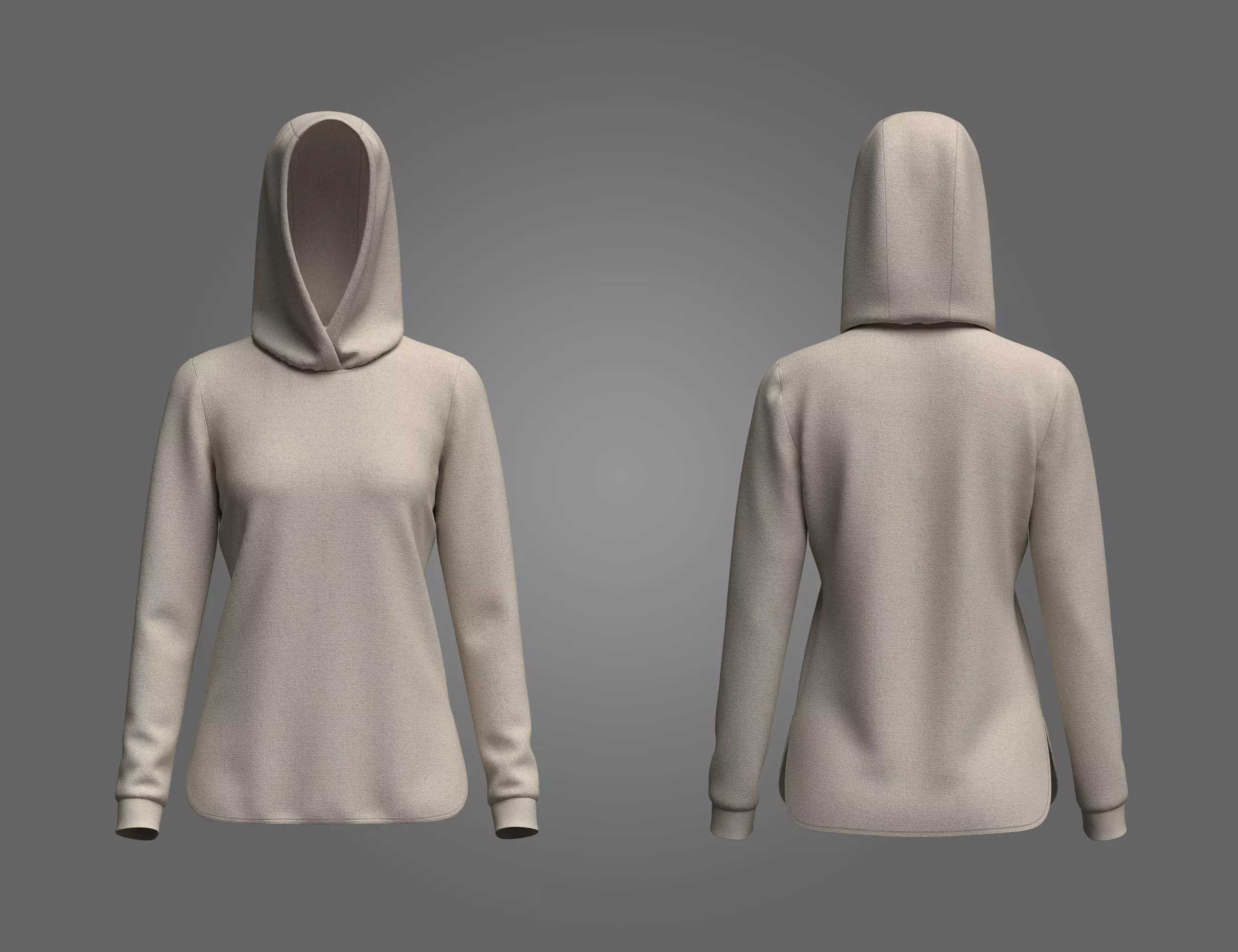 Female Athletic Hoodie 3D model_0