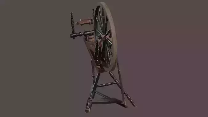 Vintage Wooden Spinning Wheel 3D Model Low-poly 3D model
