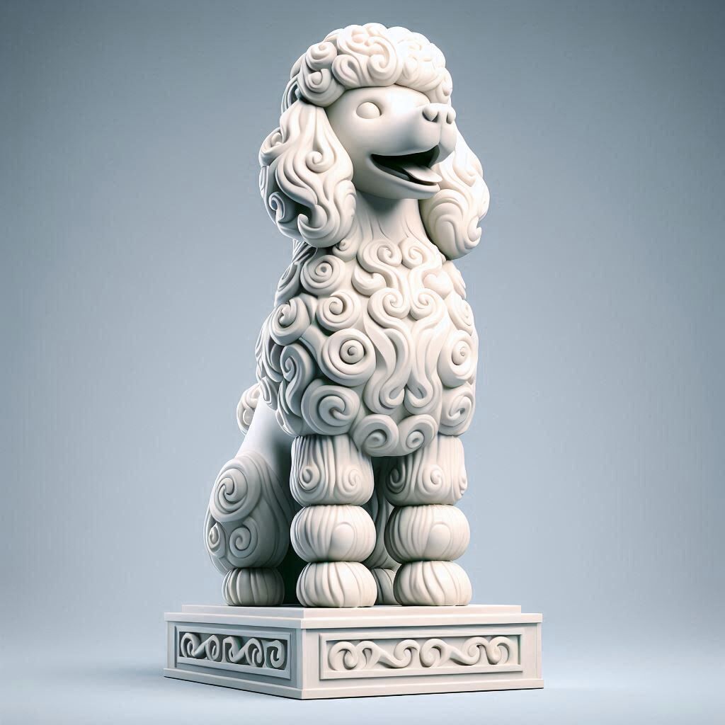 597 Laughing Poodle Totem Full Body 3D Model 3D print model_8