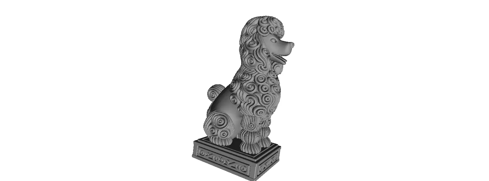 597 Laughing Poodle Totem Full Body 3D Model 3D print model_0
