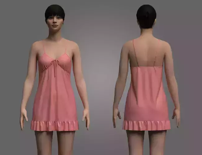 Female Ruffle Cami Dress 3D model