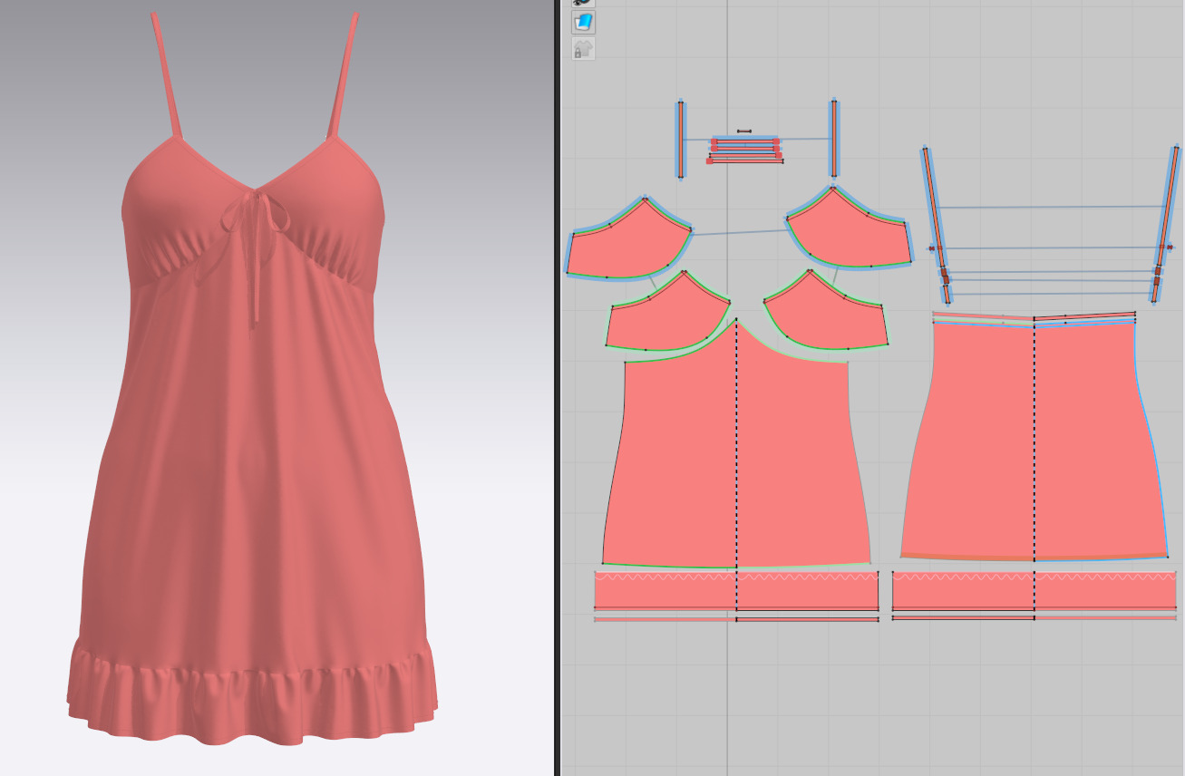 Female Ruffle Cami Dress 3D model_1