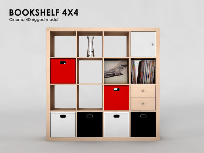 Bookshelf 4X4 3D model