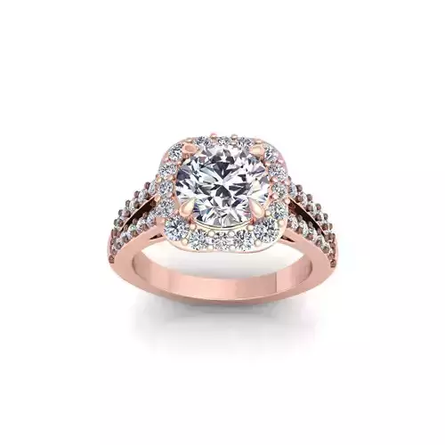 Cusion halo Diamond Ring 3d Model and Render 